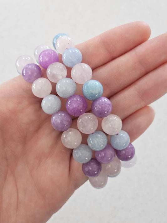 Aquamarine, Rose quartz and Amethyst Bracelet