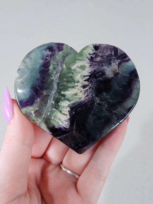 Feather Fluorite Heart