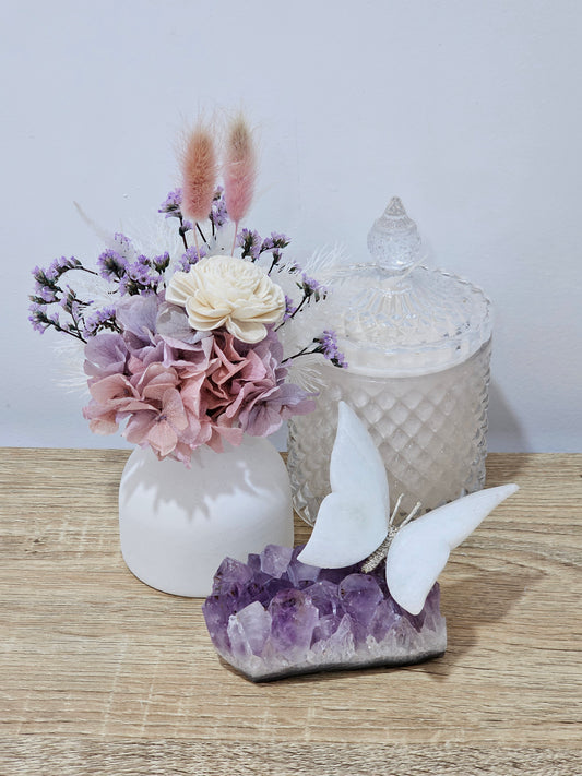 White Jade Butterfly On Clear Quartz