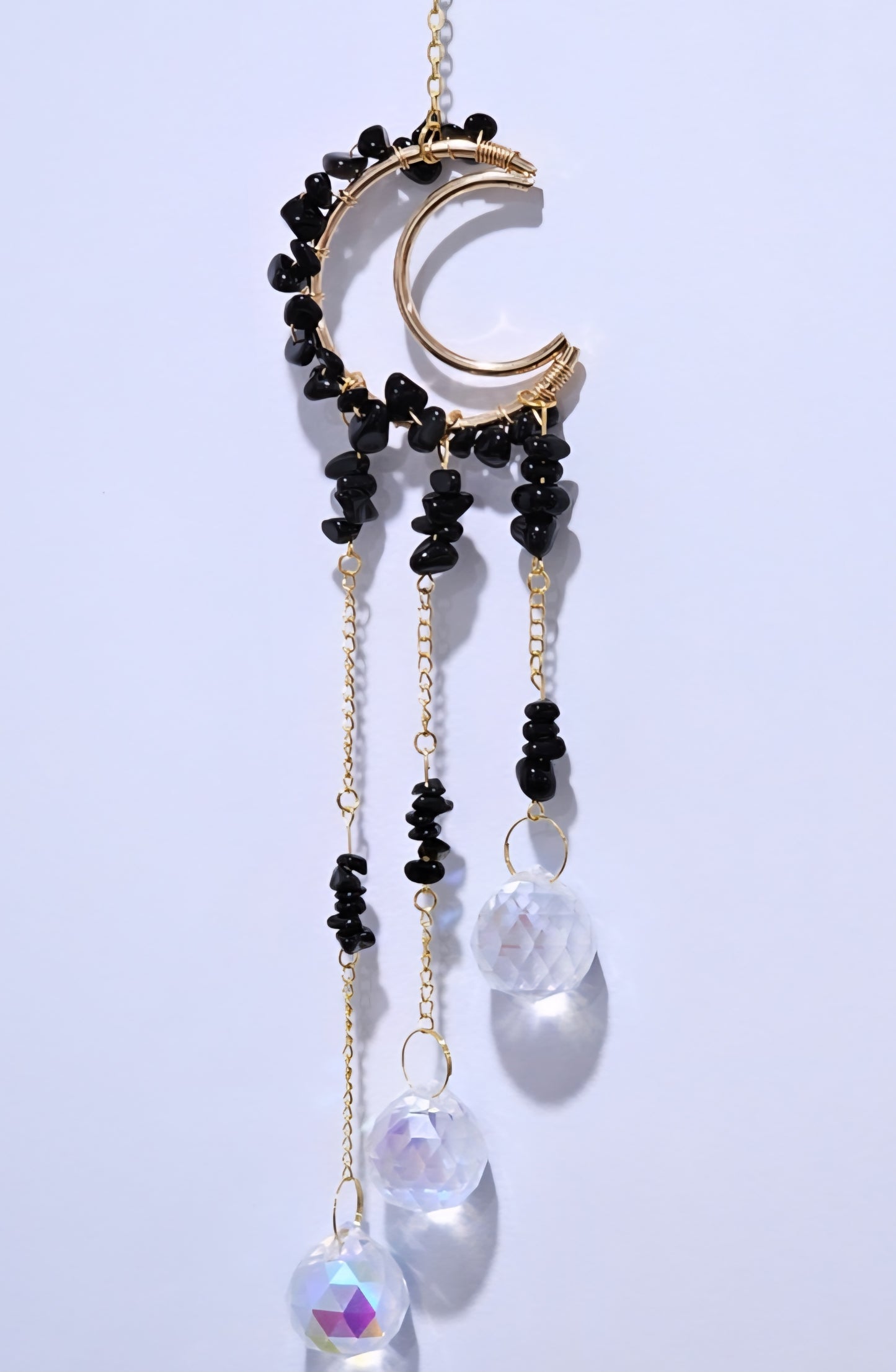 Black Obsidian Moon Hanger