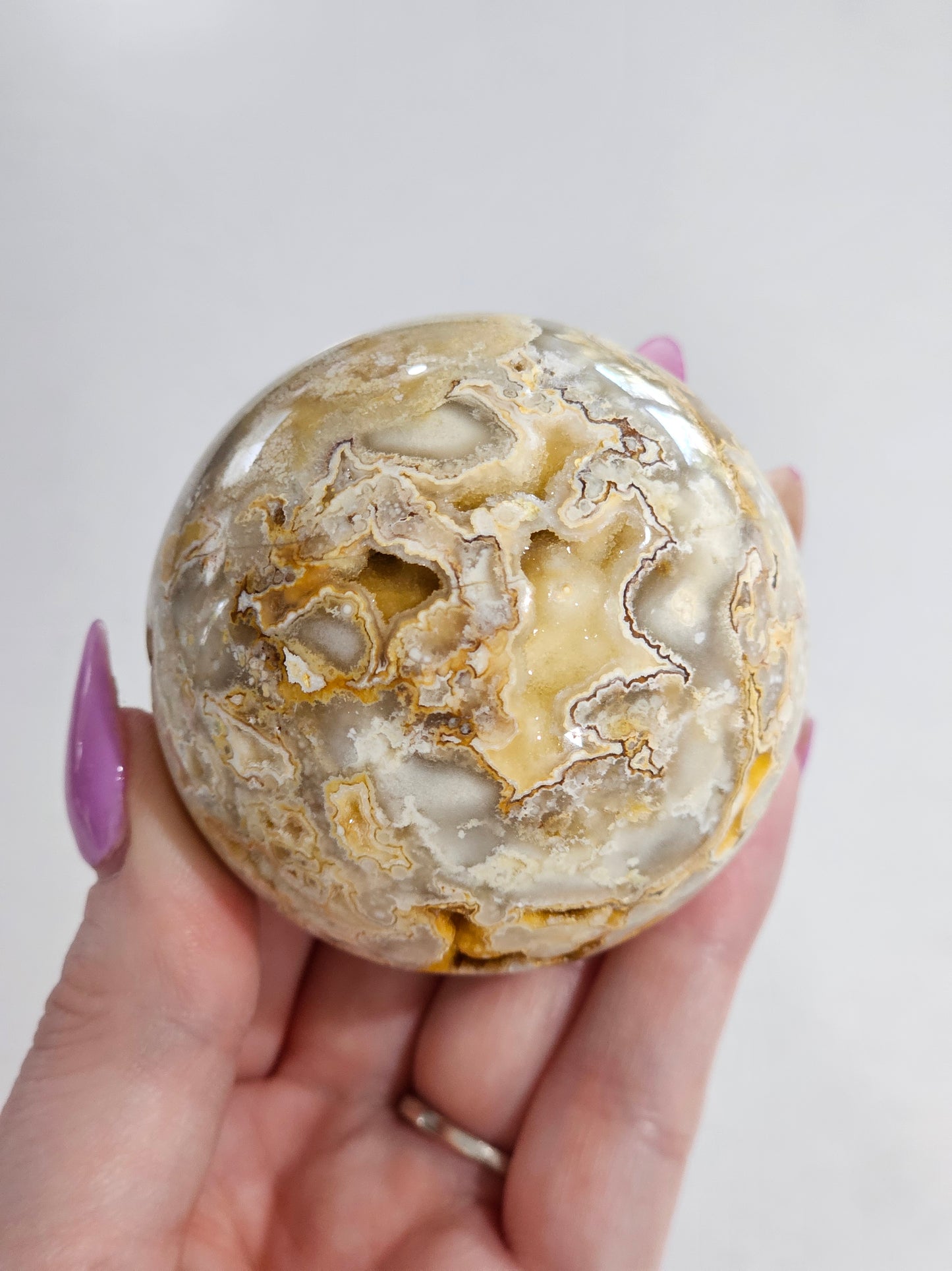 Yellow Crazy Lace Agate Sphere