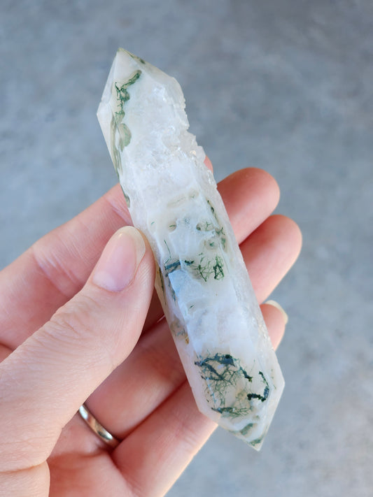 Moss Agate Double Point