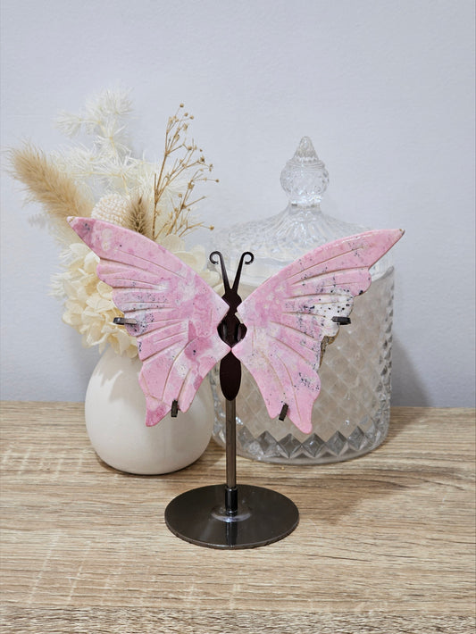 Peruvian Rhodonite Butterfly On Stand