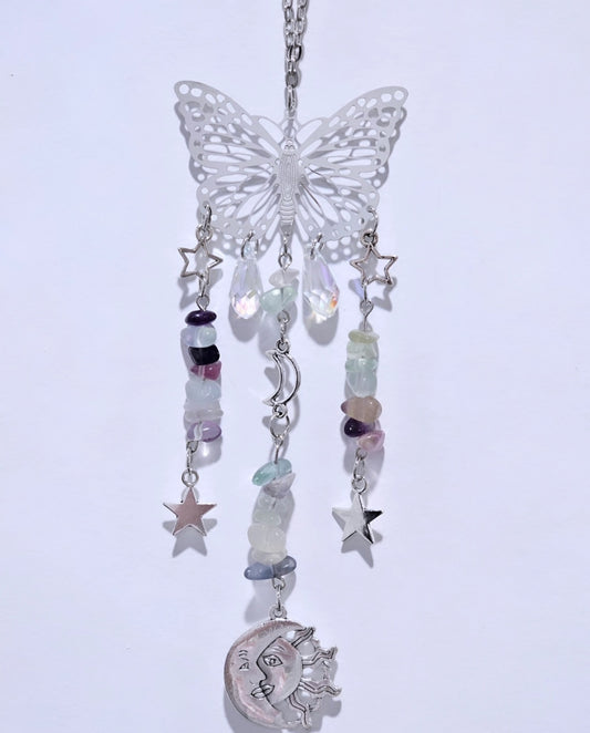 Rainbow Fluorite Butterfly Crystal Hanger
