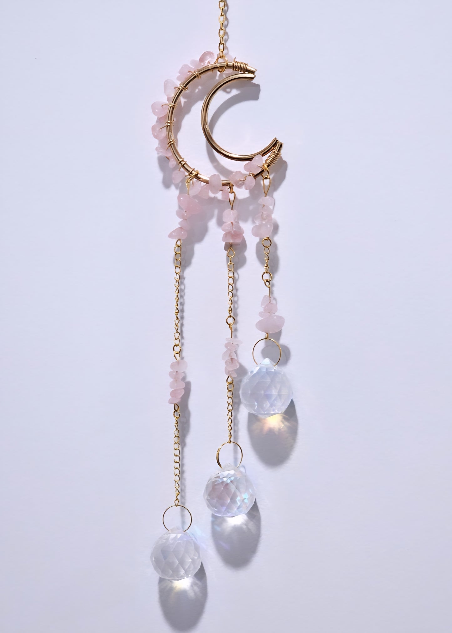Rose Quartz Moon Hanger