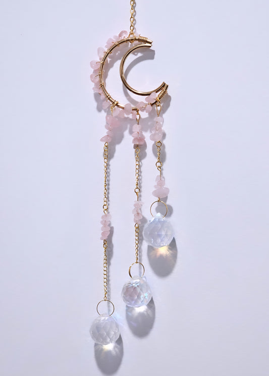 Rose Quartz Moon Hanger