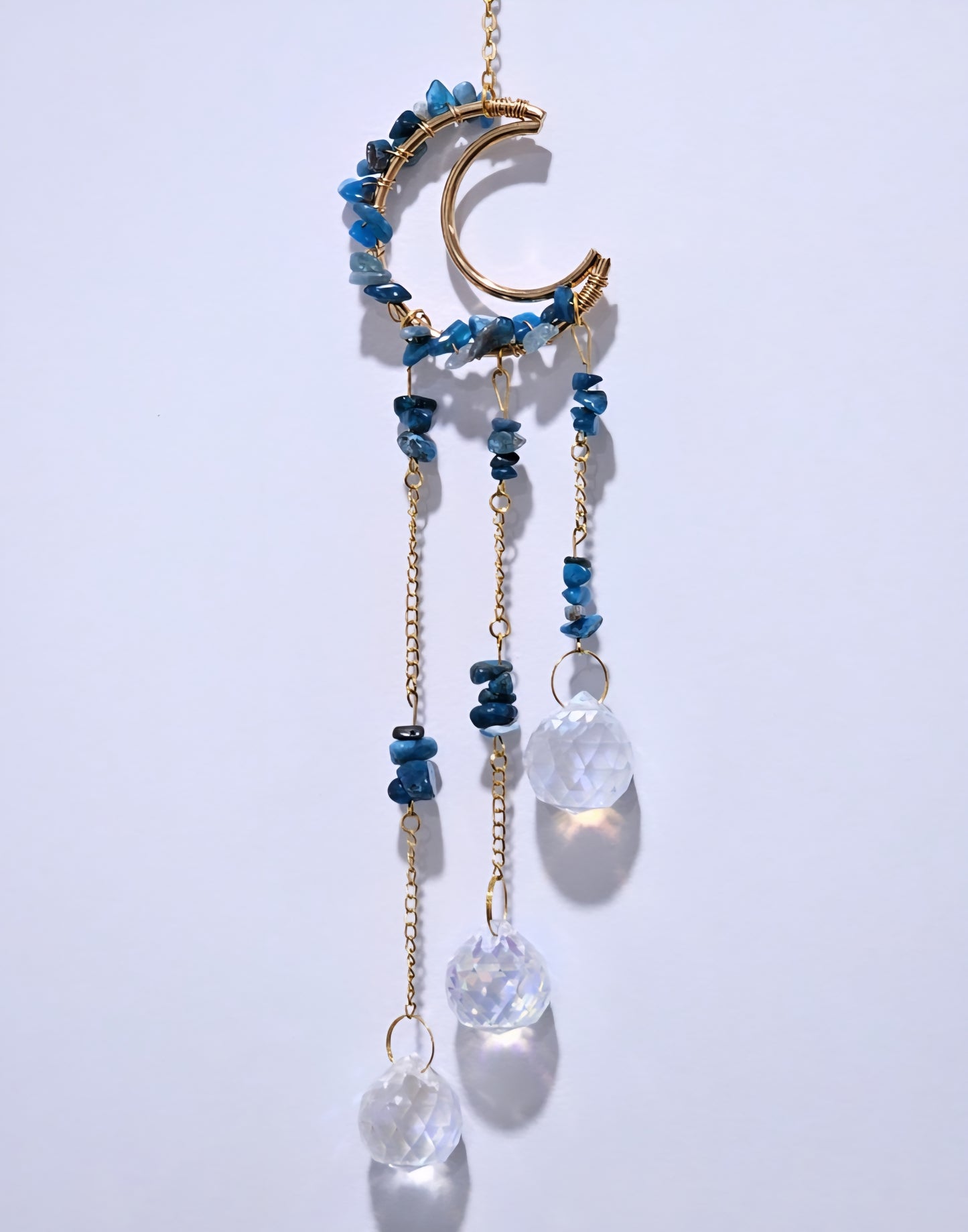 Blue Apatite Moon Hanger