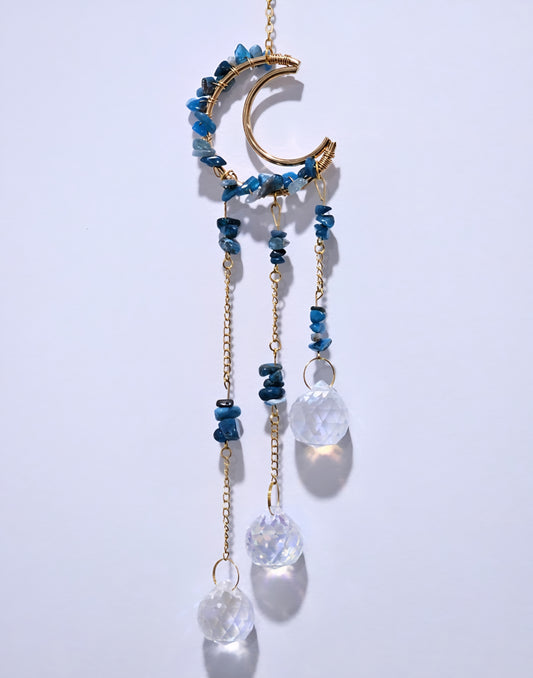Blue Apatite Moon Hanger