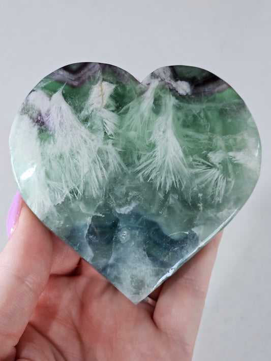 Feather Fluorite Heart