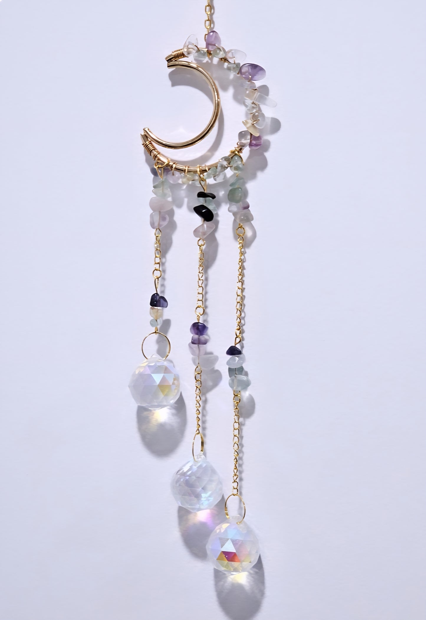 Rainbow Fluorite Moon Hanger