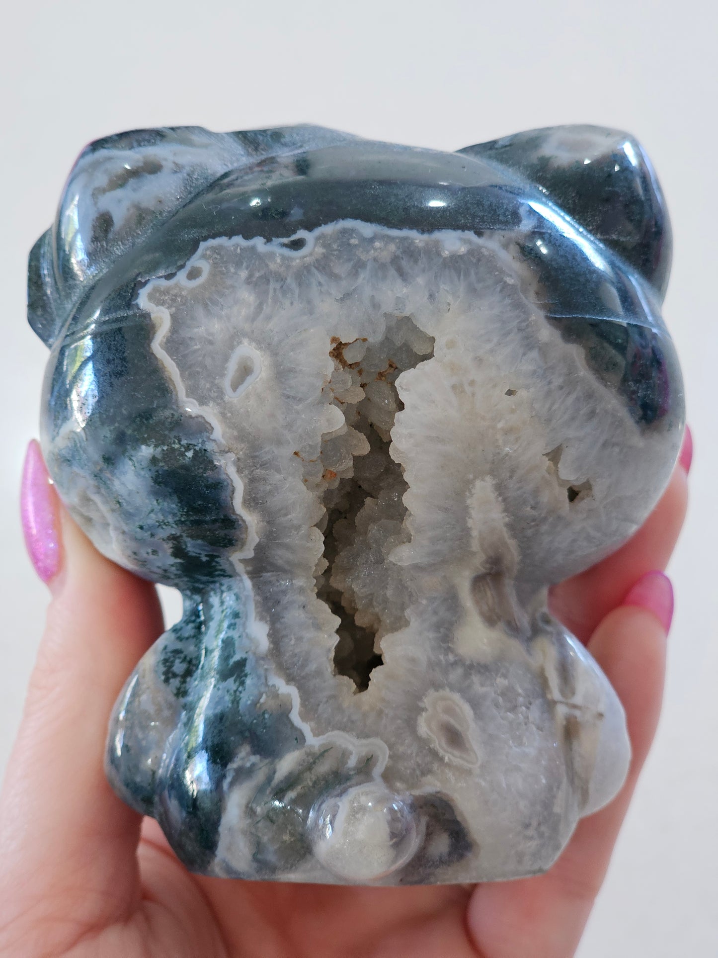Moss Agate Hello Kitty