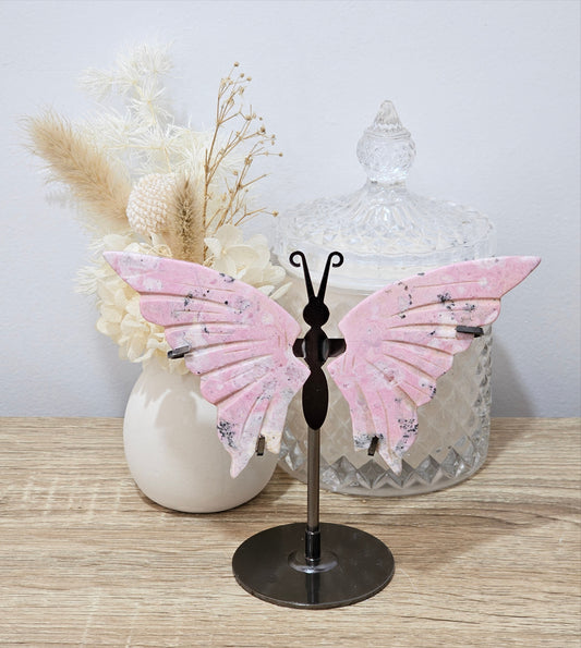 Peruvian Rhodonite Butterfly On Stand