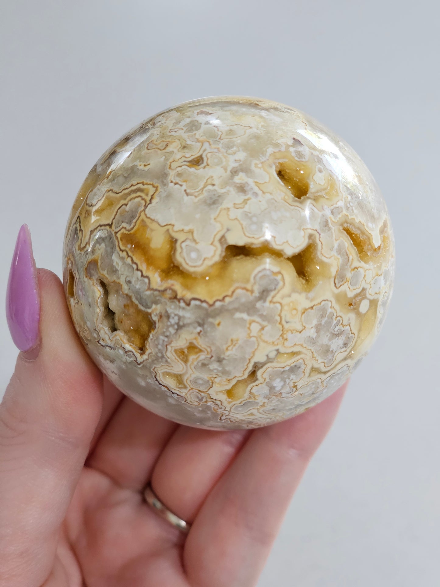 Yellow Crazy Lace Agate Sphere