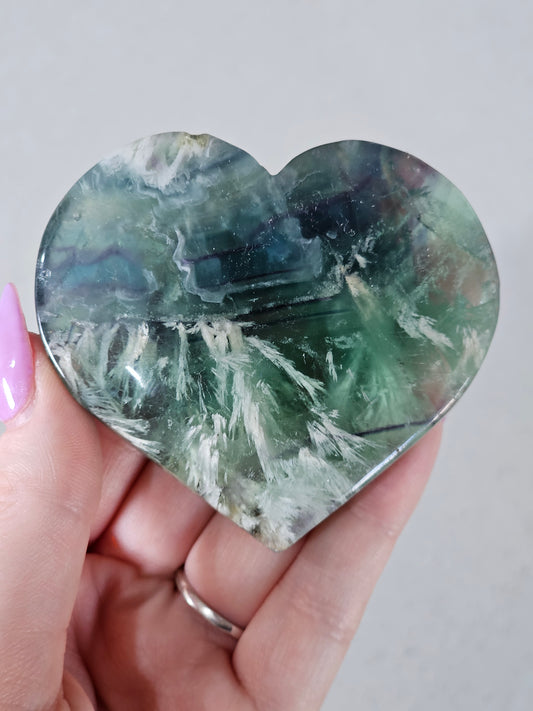 Feather Fluorite Heart