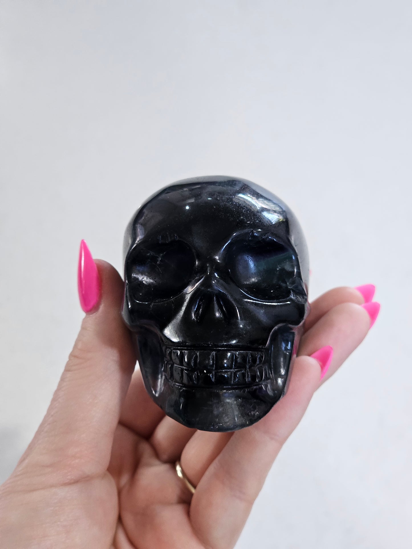 Rainbow Fluorite Skull Carving