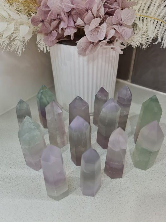 lavender fluorite tower crystal 