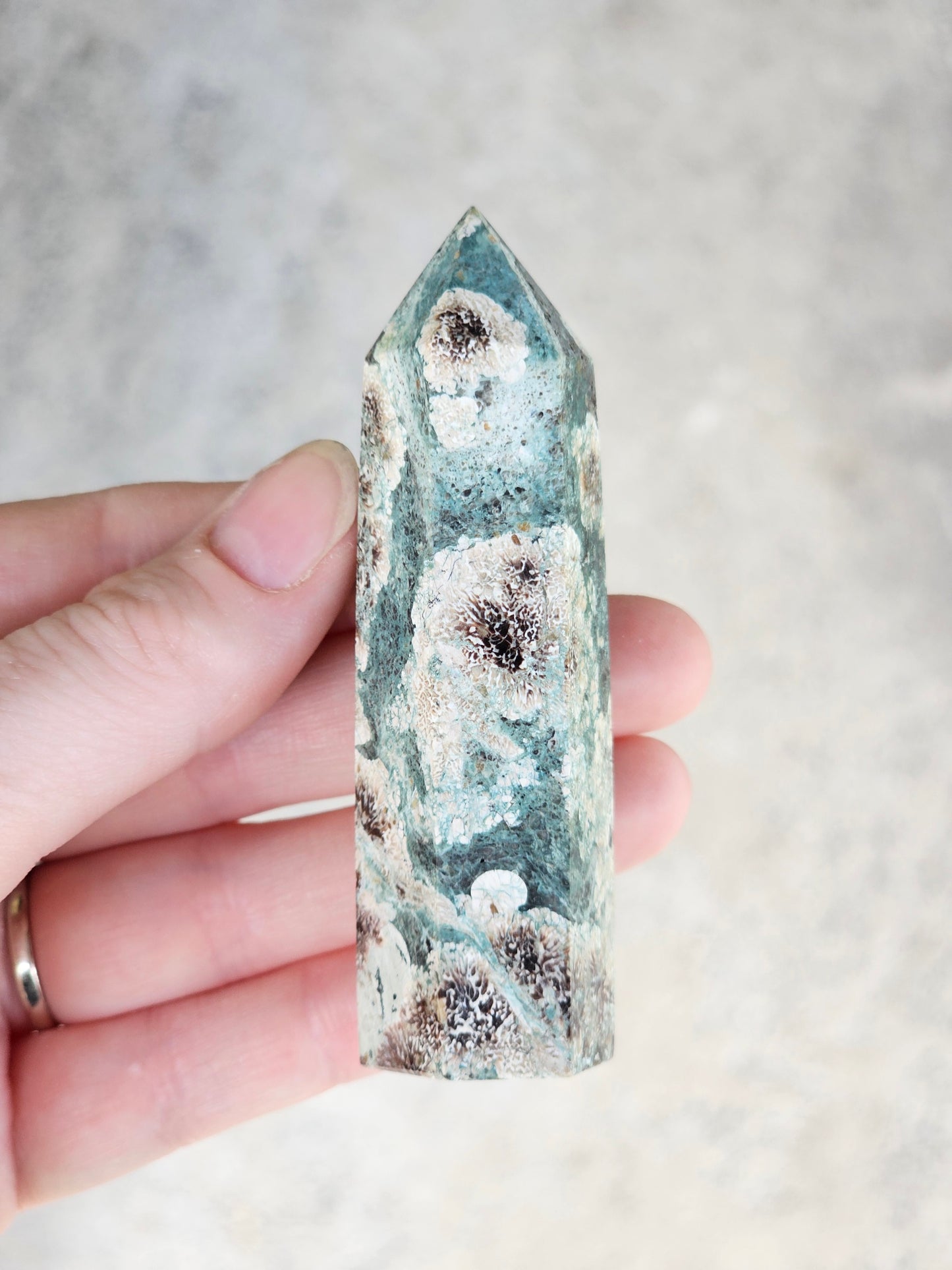 Green Flower Jasper Tower