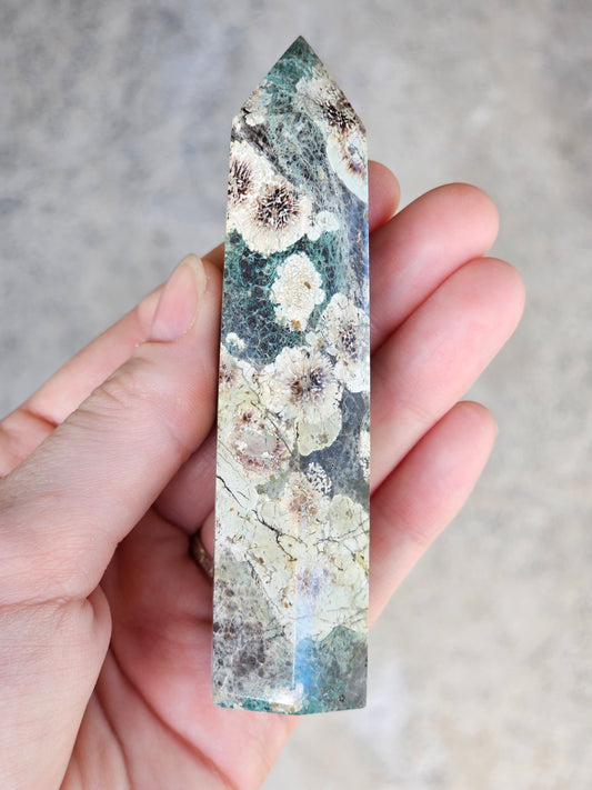 Green Flower Jasper Tower