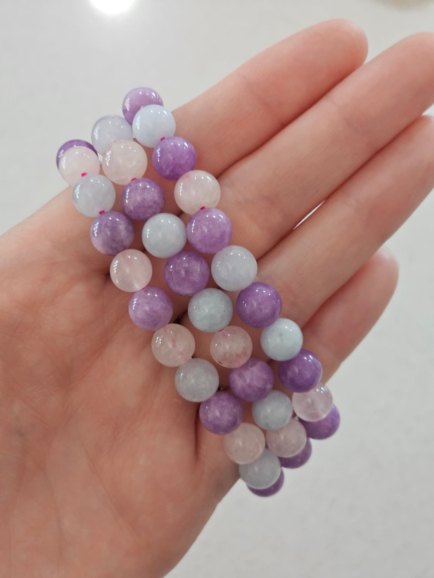 Aquamarine, Rose quartz  and Amethyst Bracelet