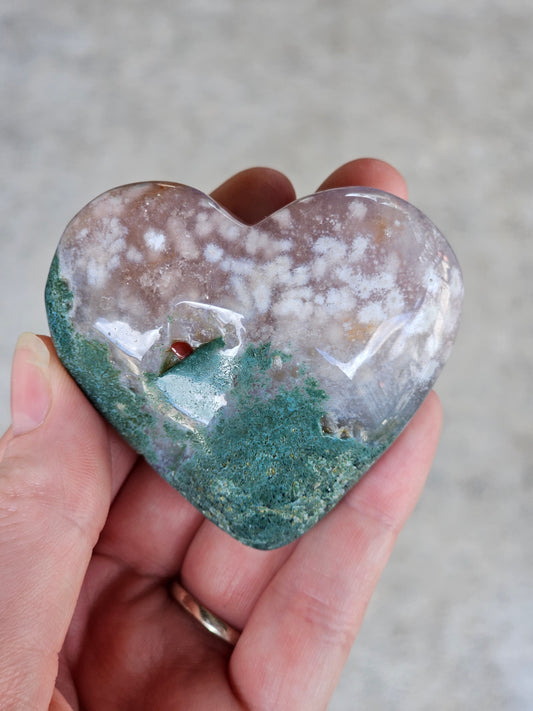 Flower Agate With Moss Agate Heart.