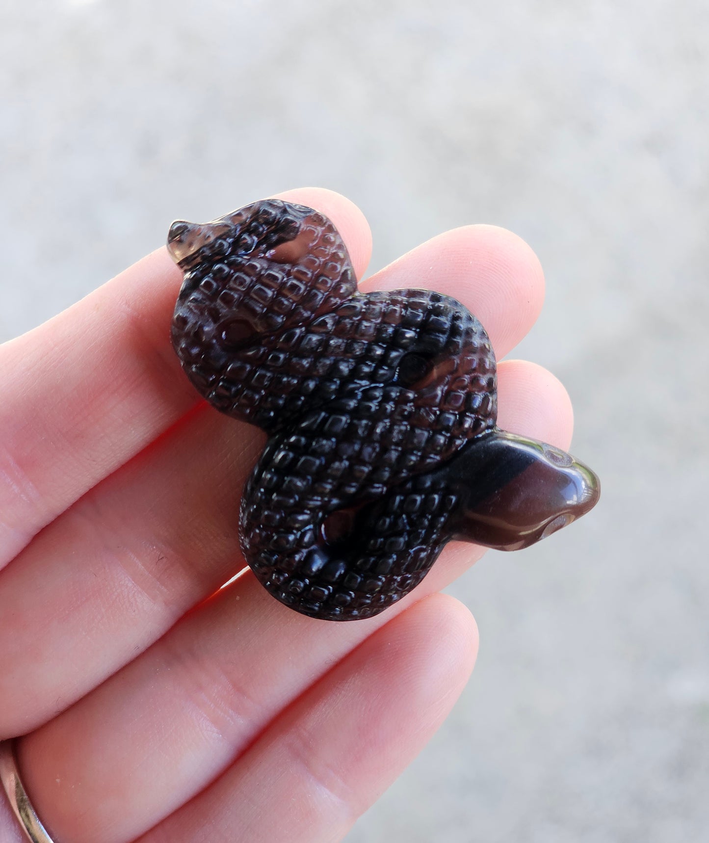 Smokey Quartz Snake Carving