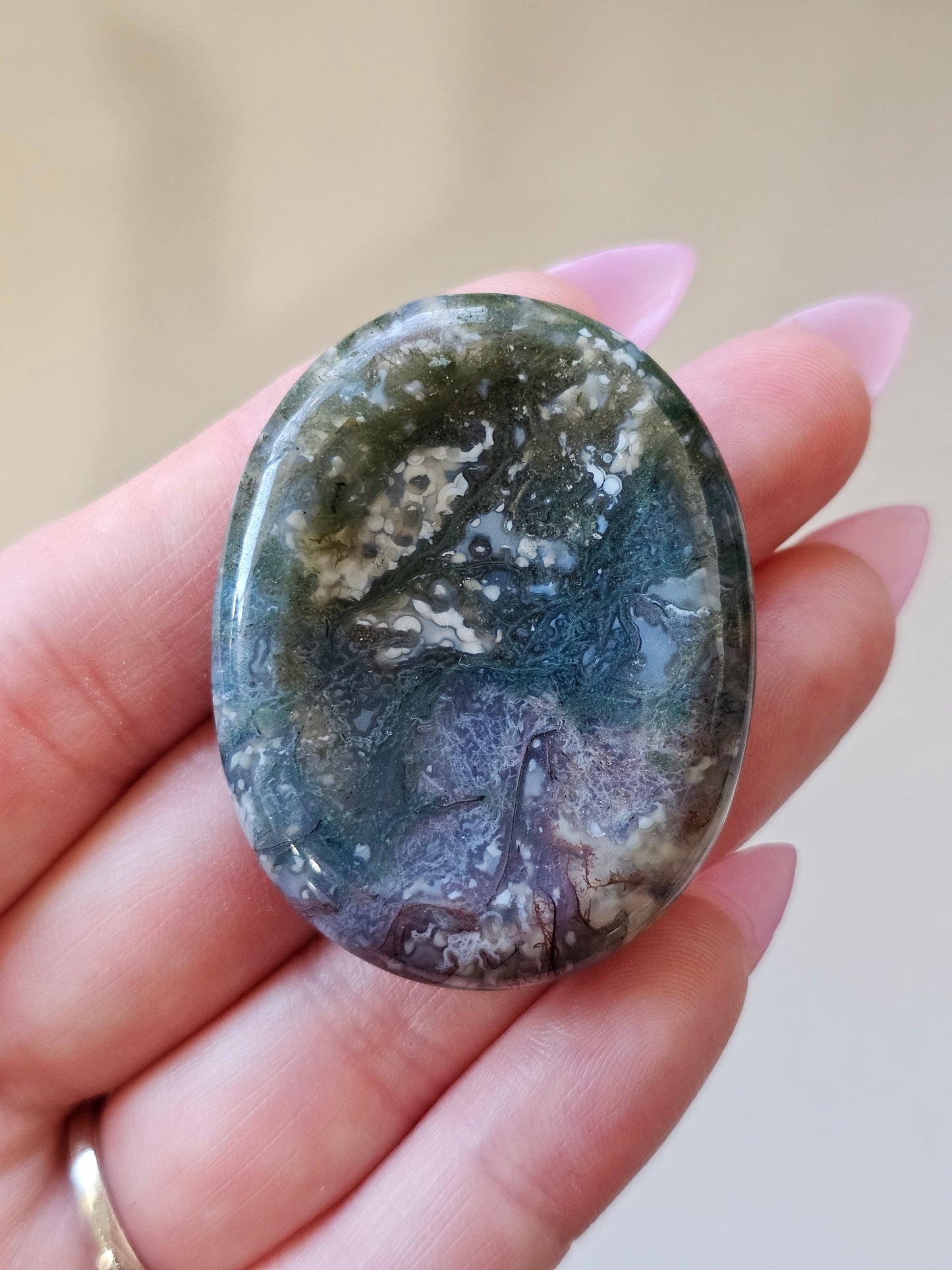 Moss Agate Worry Stone