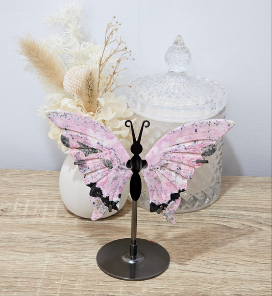 Peruvian Rhodonite Butterfly On Stand