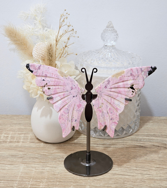 Peruvian Rhodonite Butterfly On Stand