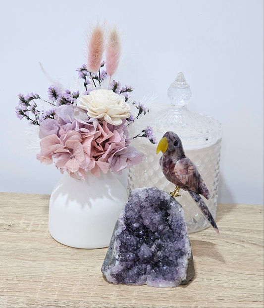 Jasper Bird On Amethyst Base