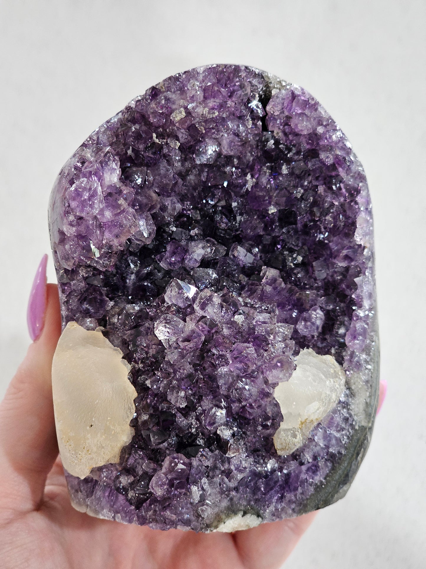 Polished Amethyst With Calcite Cut Base