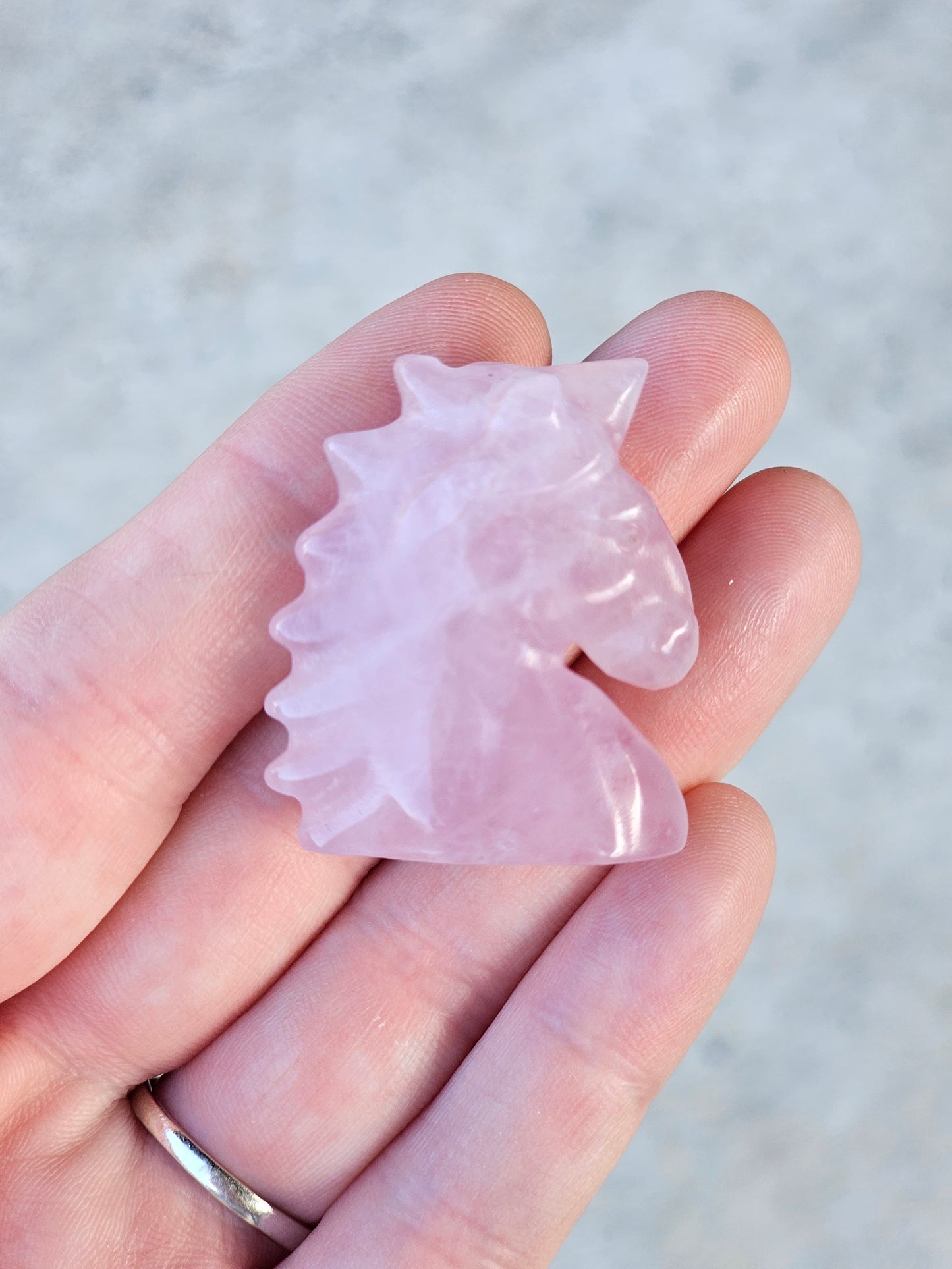 Rose Quartz Unicorn Head Carving