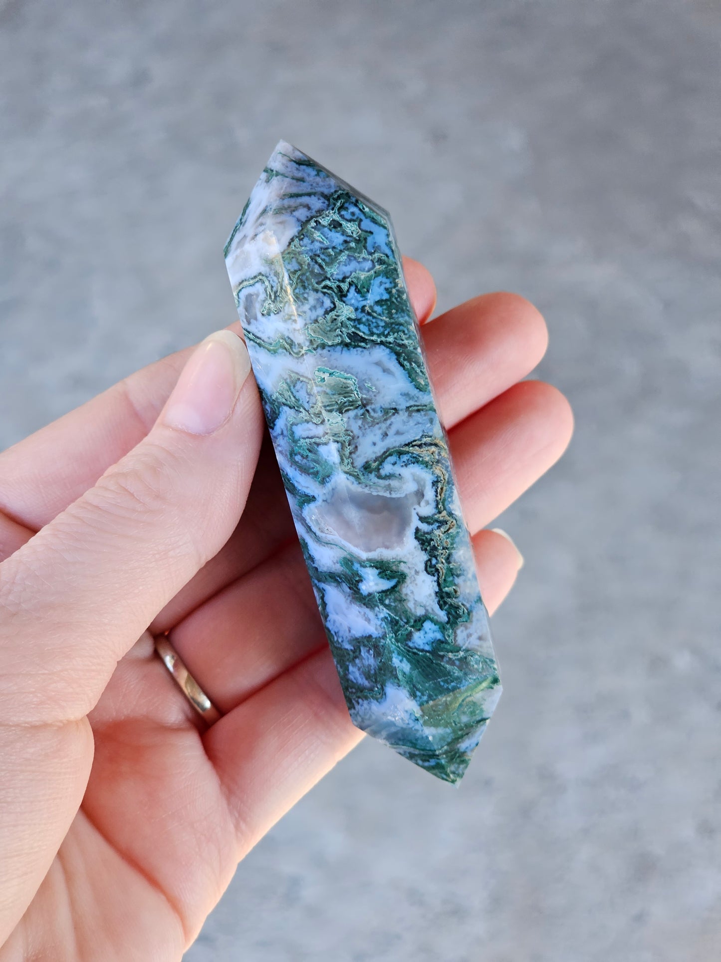 Moss Agate Double Point