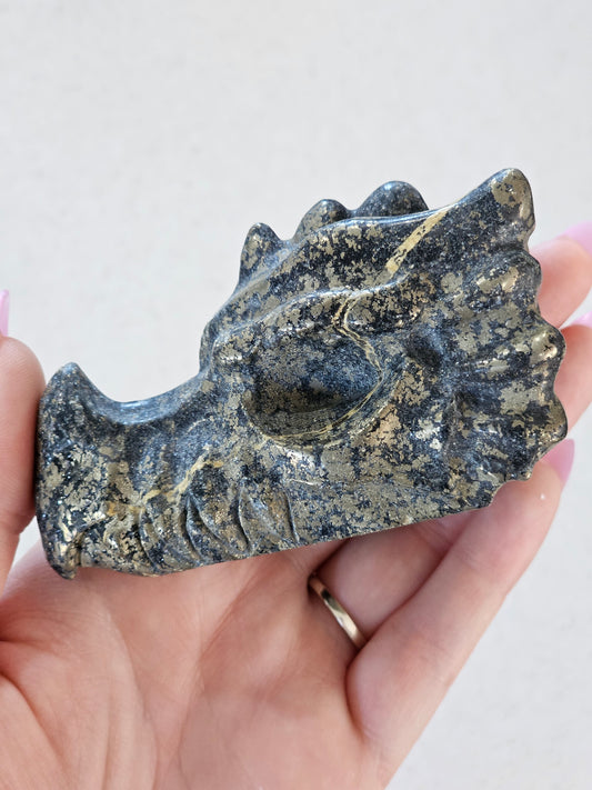 Pyrite Dragon Head Carving