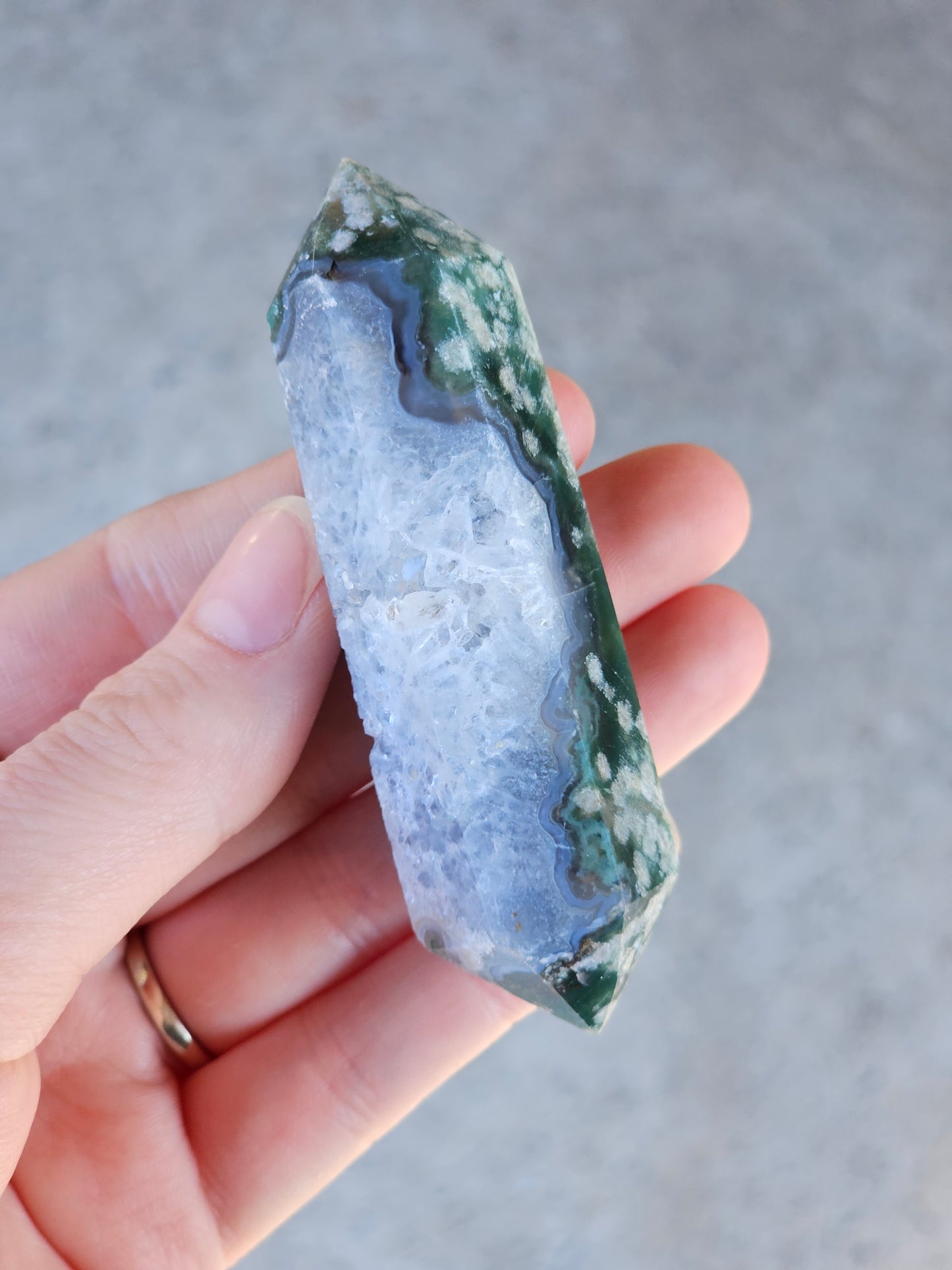 Moss Agate Double Point