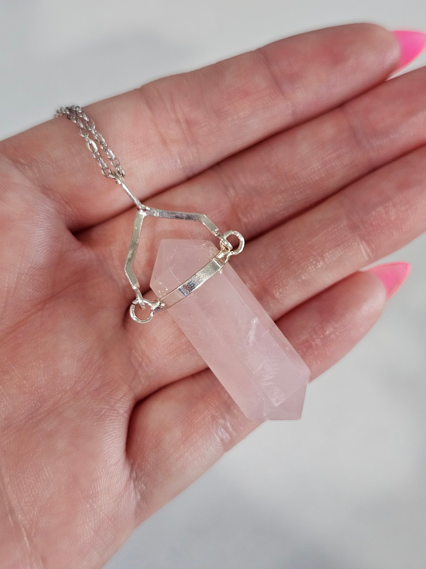 Rose Quartz Double Point Necklace