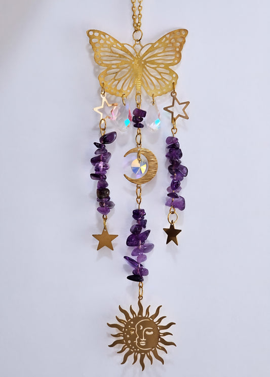 Amethyst Butterfly Crystal Hanger