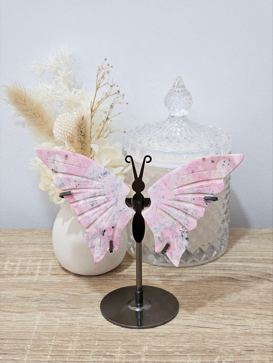 Peruvian Rhodonite Butterfly On Stand