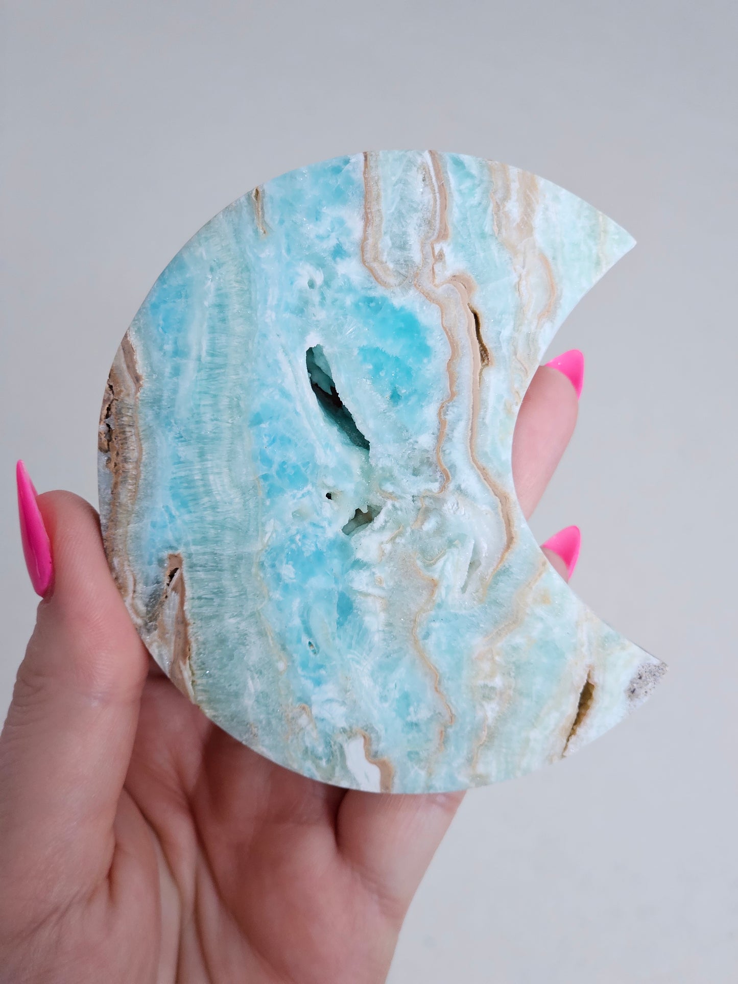Hemimorphite Moon Carving