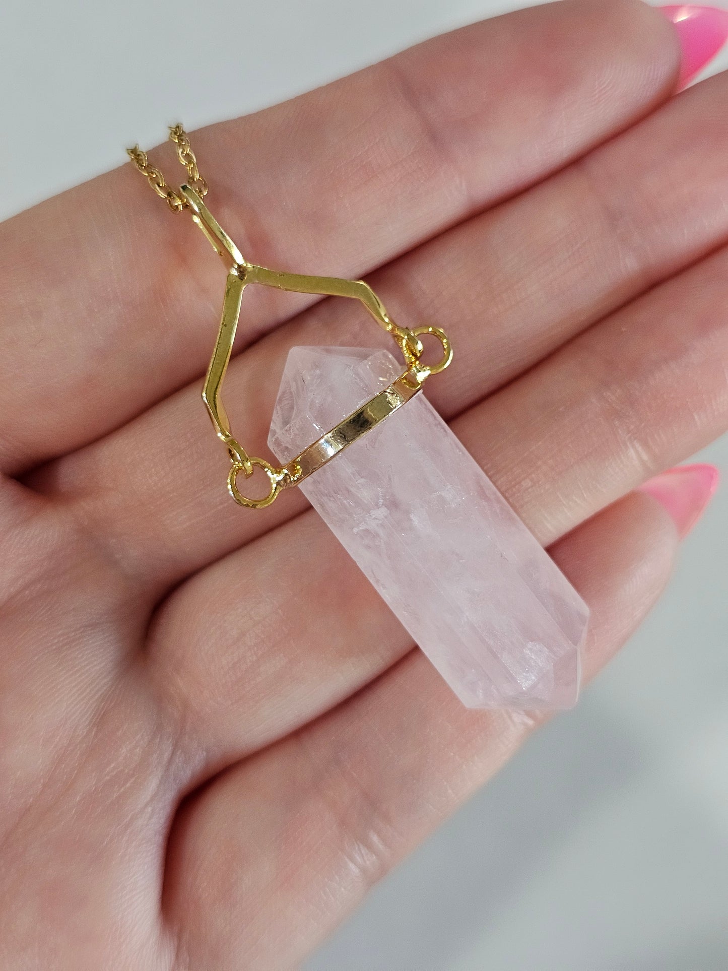 Rose Quartz Double Point Necklace