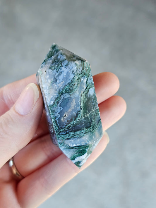 Moss Agate Double Point