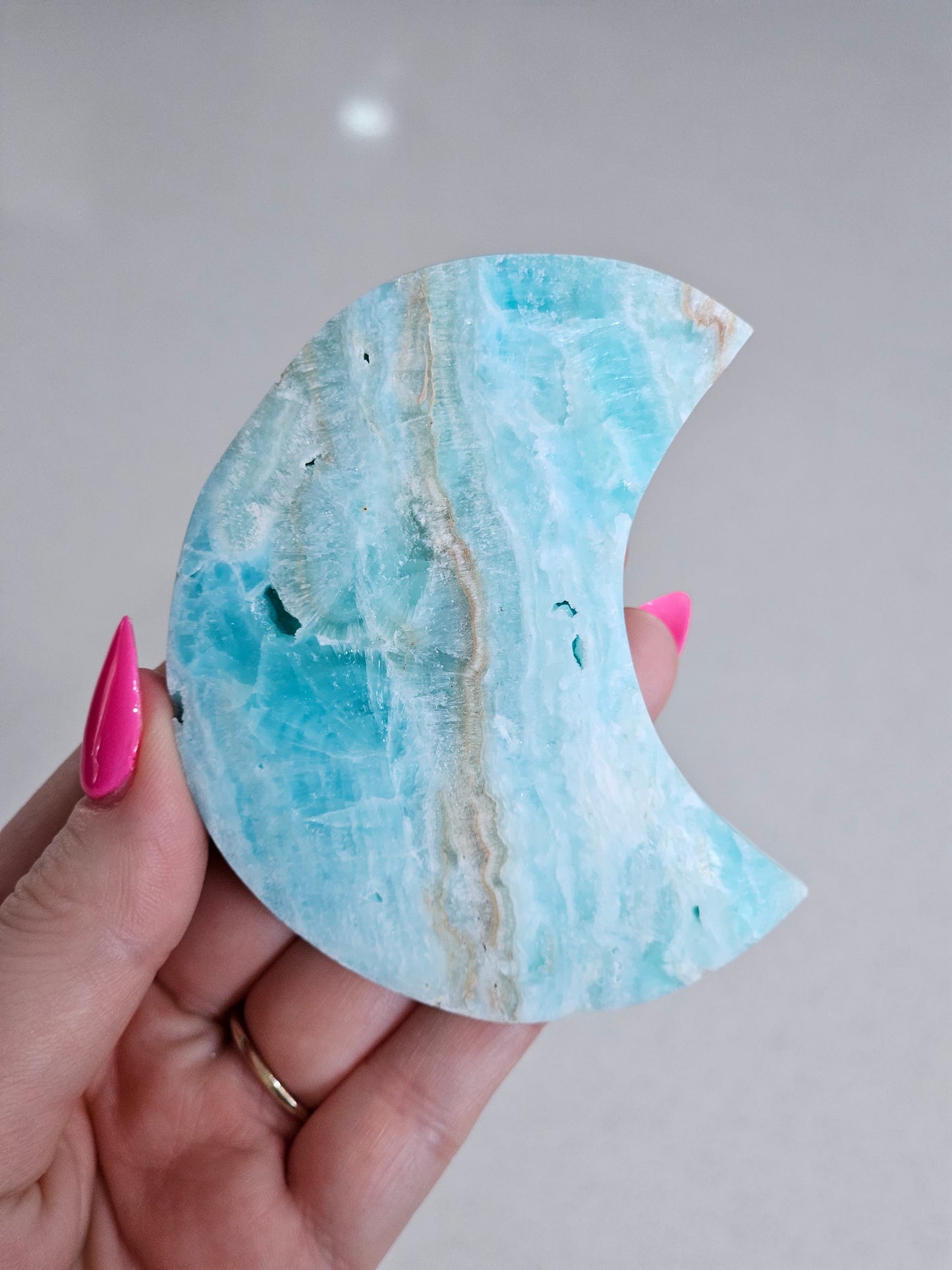 Hemimorphite Moon Carving