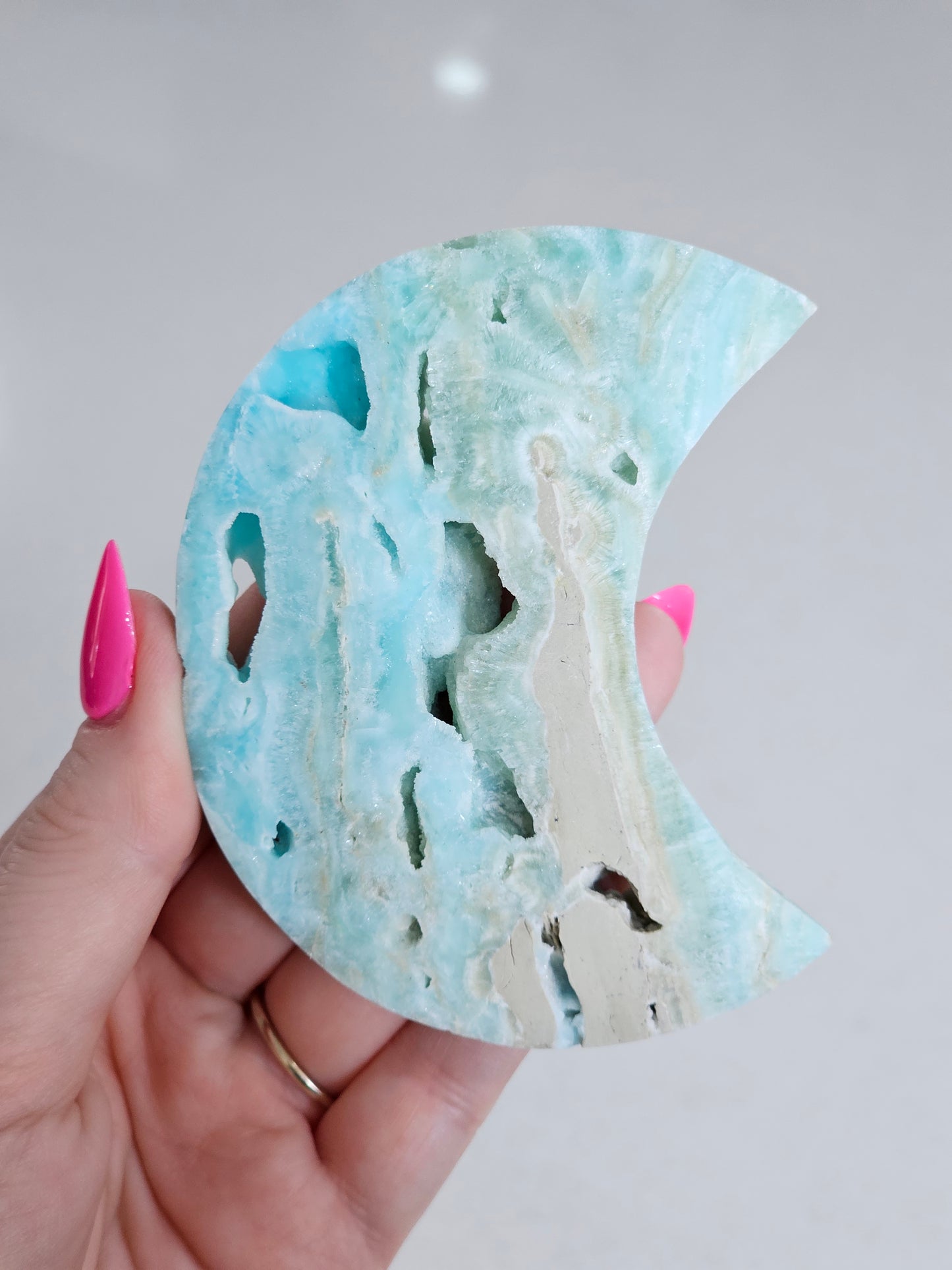 Hemimorphite Moon Carving