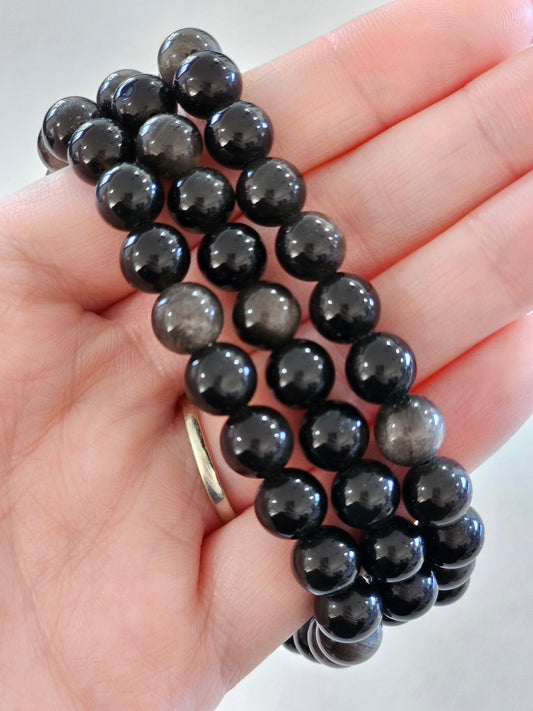 Silver Sheen Obsidian Bracelet