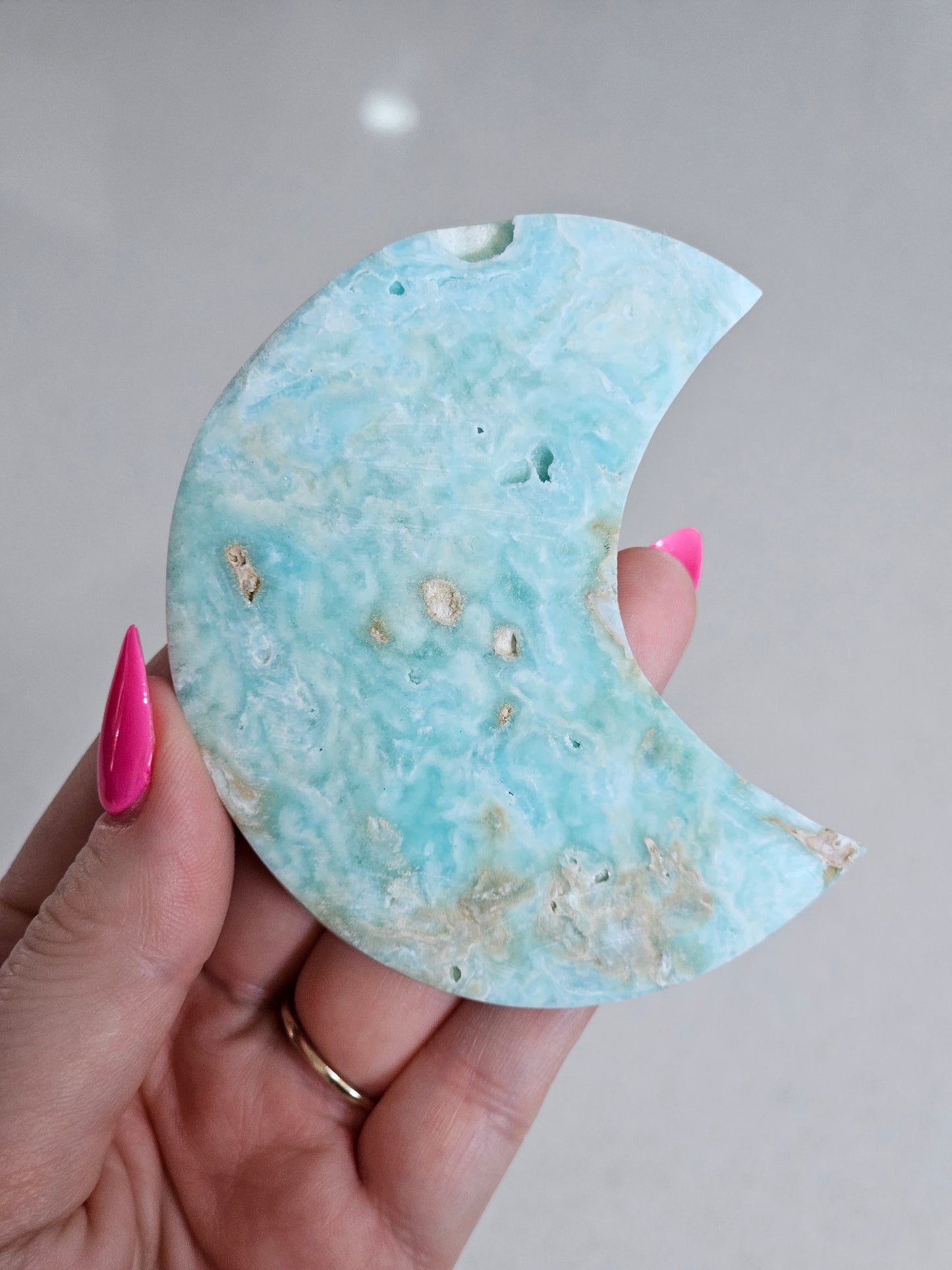 Hemimorphite Moon Carving