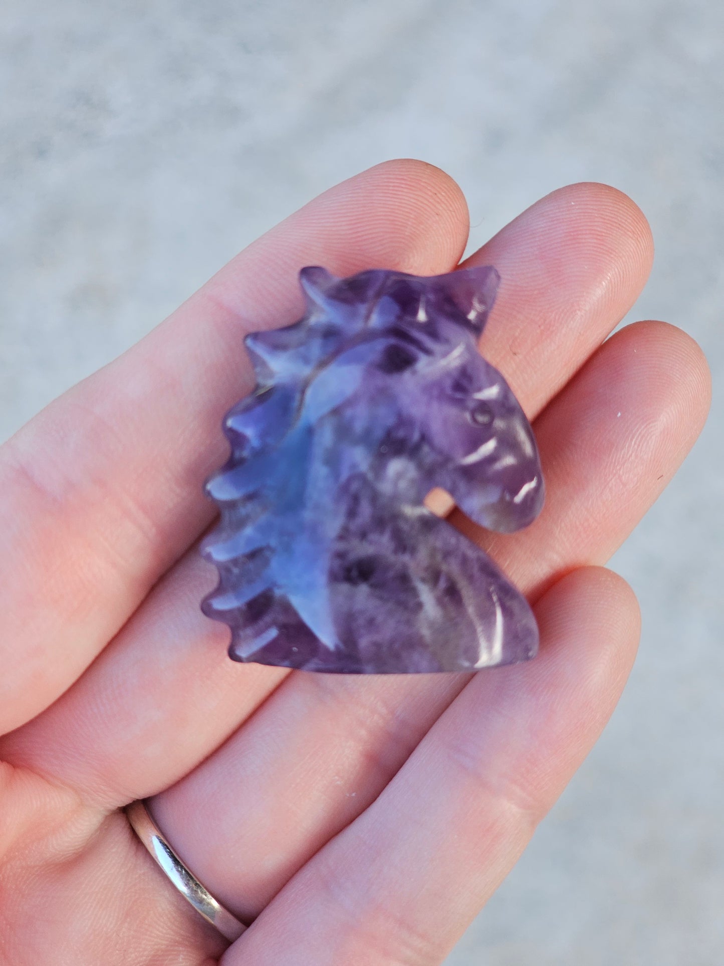 Amethyst Unicorn Head Carving