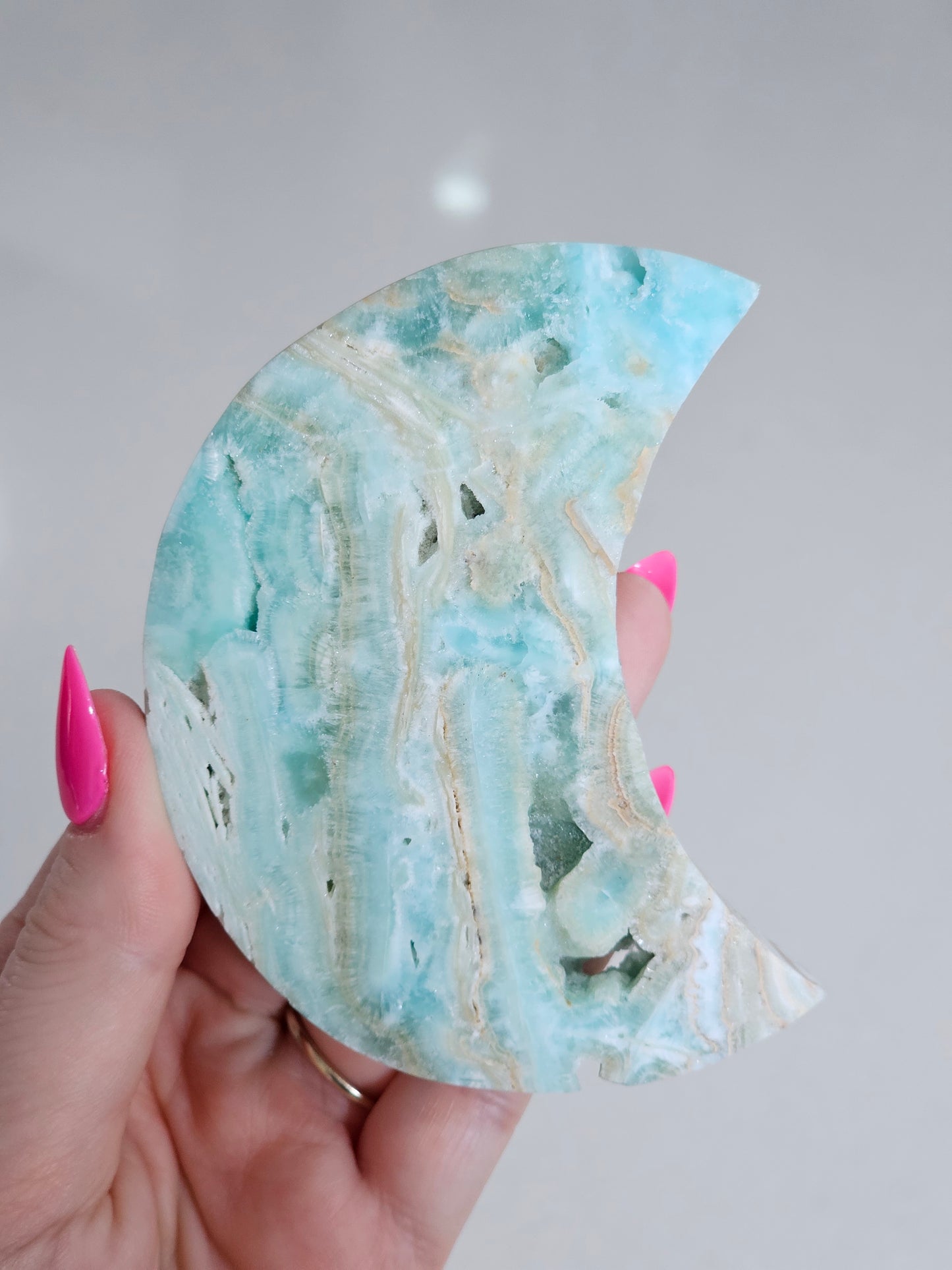 Hemimorphite Moon Carving
