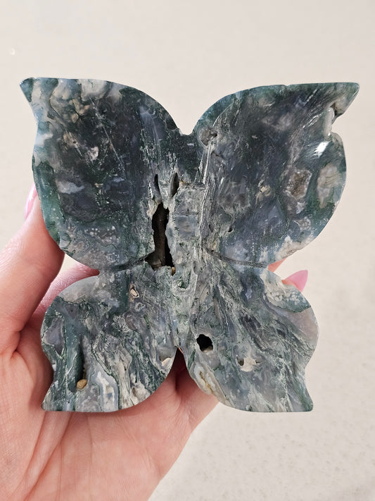 Moss Agate Butterfly Trinket Bowl