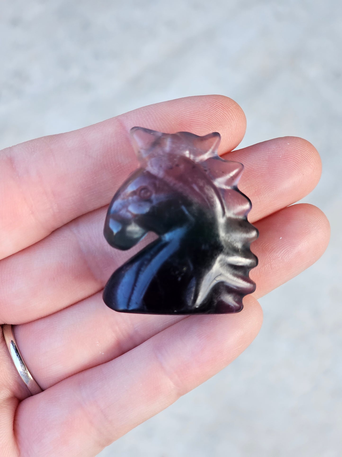 Rainbow Fluorite Unicorn Head Carving