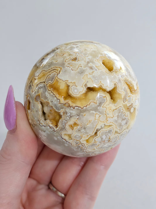 Yellow Crazy Lace Agate Sphere