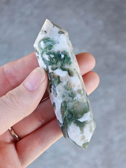 Moss Agate Double Point